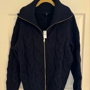 Talbots cable Zip Front Cardigan